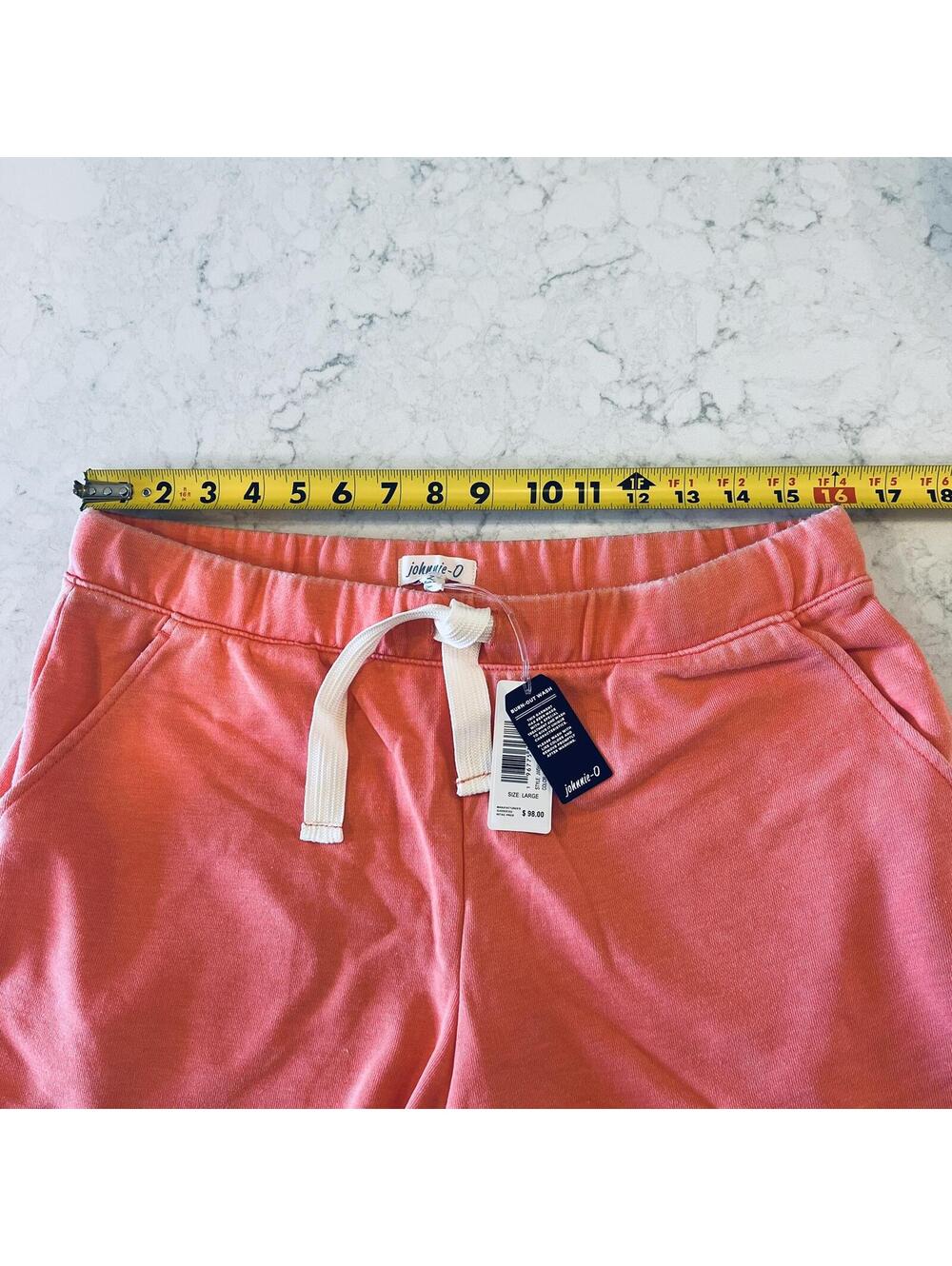 Johnnie-o Everyday Cotton Sweatshorts Hot Coral Orange NWT Large - Picture 5 of 7